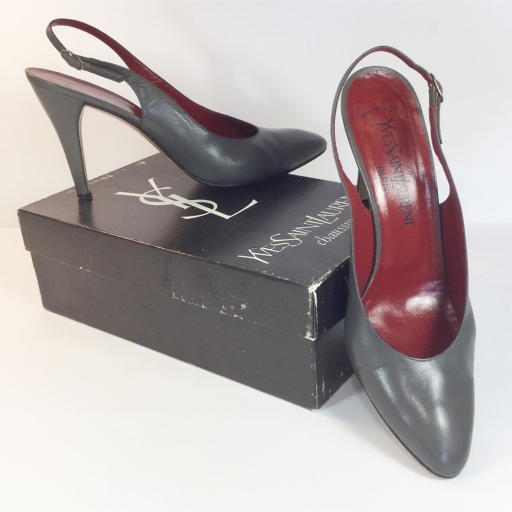 Vintage Yves Saint Laurent Leather Slingback Heels